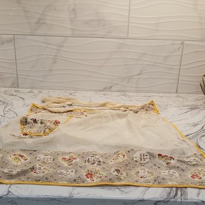 Vintage Women's Cotton Floral Waist Apron w/ Pocket White/Yellow One Size