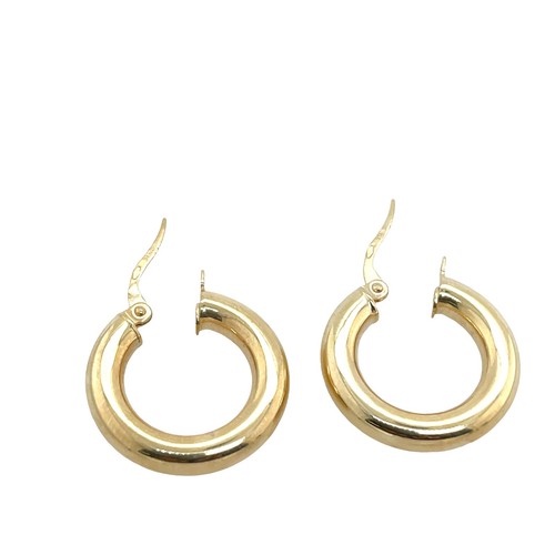 9ct Yellow Gold Hoop Earrings with Click Fittings - Picture 2 of 4