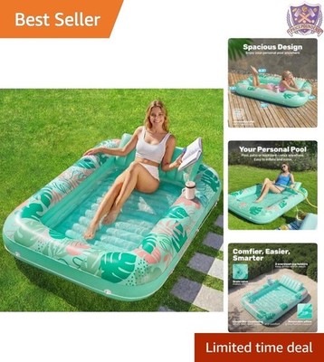 Inflatable Pool Float Adult Tanning Bed 70x46 Aqua Blue Sunbathing Lounge