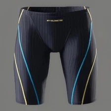 MY KILOMETRE Men's Swimsuit Jammer BLACK Stripe Swim Endurance Size 3XL Fit XXL?