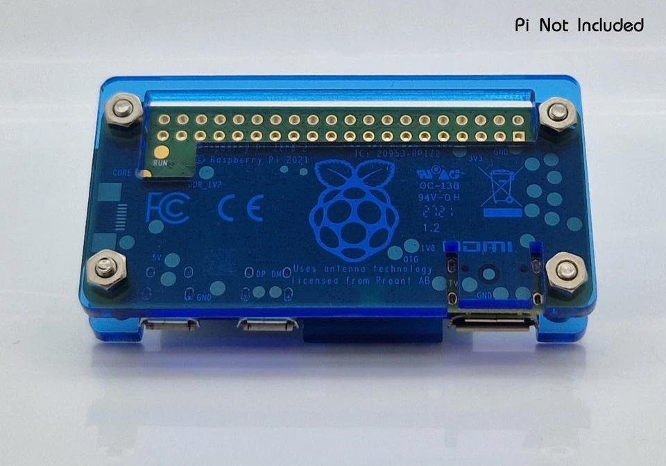 Raspberry Pi Zero 1 / 2 W Case Acrylic Blue + Heatsink - Image 4 of 4