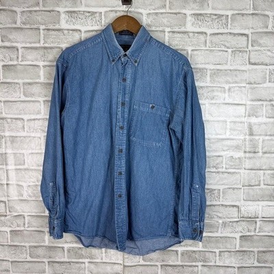 Ralph Lauren Chaps Vintage 90s Long Sleeve Button Down Denim Shirt Mens 
