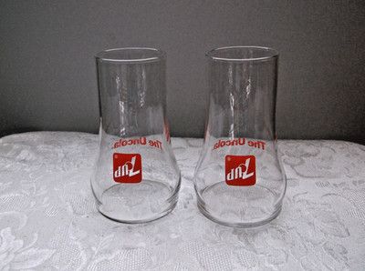 Vintage 7 UP Glass Tumbler The Uncola Upside Down 6'' - Lot of 2 Drinking glasses