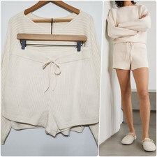 NWT Reformation Cort Short Set Cream Organic Cotton Two Piece Lounge Set Size XL