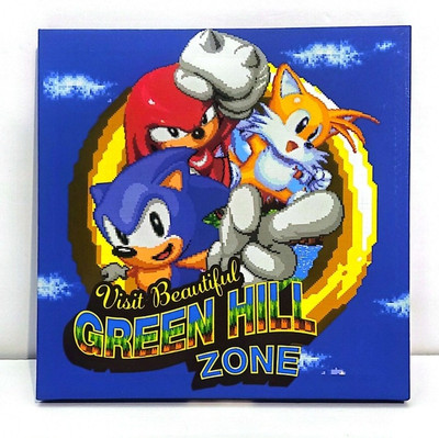 Sega Sonic The Hedgehog Gaming Green Hill Zone Pixel Wall Art 12 x 1 x 12
