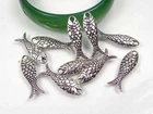 10 Antique Silver Pewter Fish Bead Charms 24x7mm