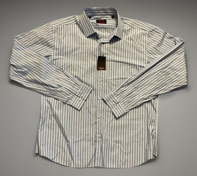 New Jared Lang After Hours Long Sleeve Button Up Shirt Blue Striped NWT 2XL JBHS