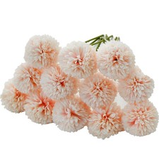 12 PCS Artificial Chrysanthemum Ball Flowers 12.5 Inch Light Pink Silk