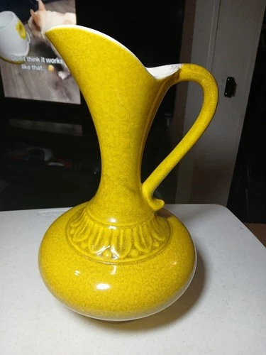 vintage Royal Haeger pitcher vase mustard yellow  measuring 13 Messina Boutique.