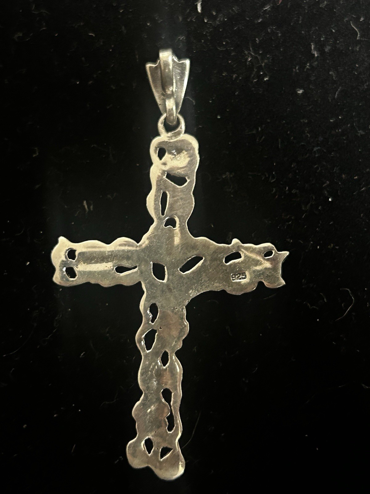Brutalist Sterling Silver Large Cross Pendant - image 3
