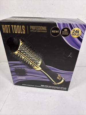 Hot Tools Professional 24k Gold One-Step Salon Blowout Hair Styler Brush HT1076