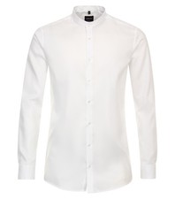 VENTI men's business shirt body fit stand-up collar long sleeve solid white