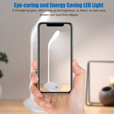 USB LED Desk Light Dimmable Bedside Reading Lamp Rechargeable Touch Control  /
