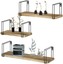 set of 3 floating wood shelves w/ iron brackets: 17", 13", 9"