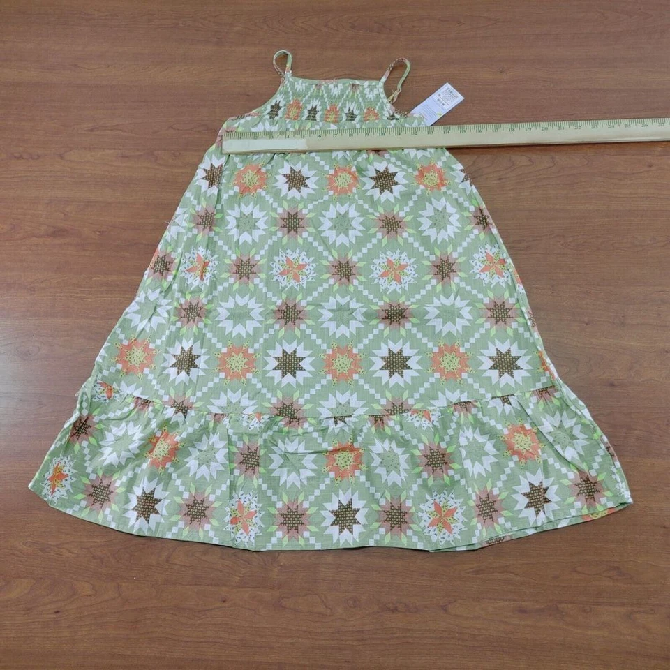 Mint Green Floral Sundress with Starburst Pattern and Ruffle Hem - Image 3 of 4