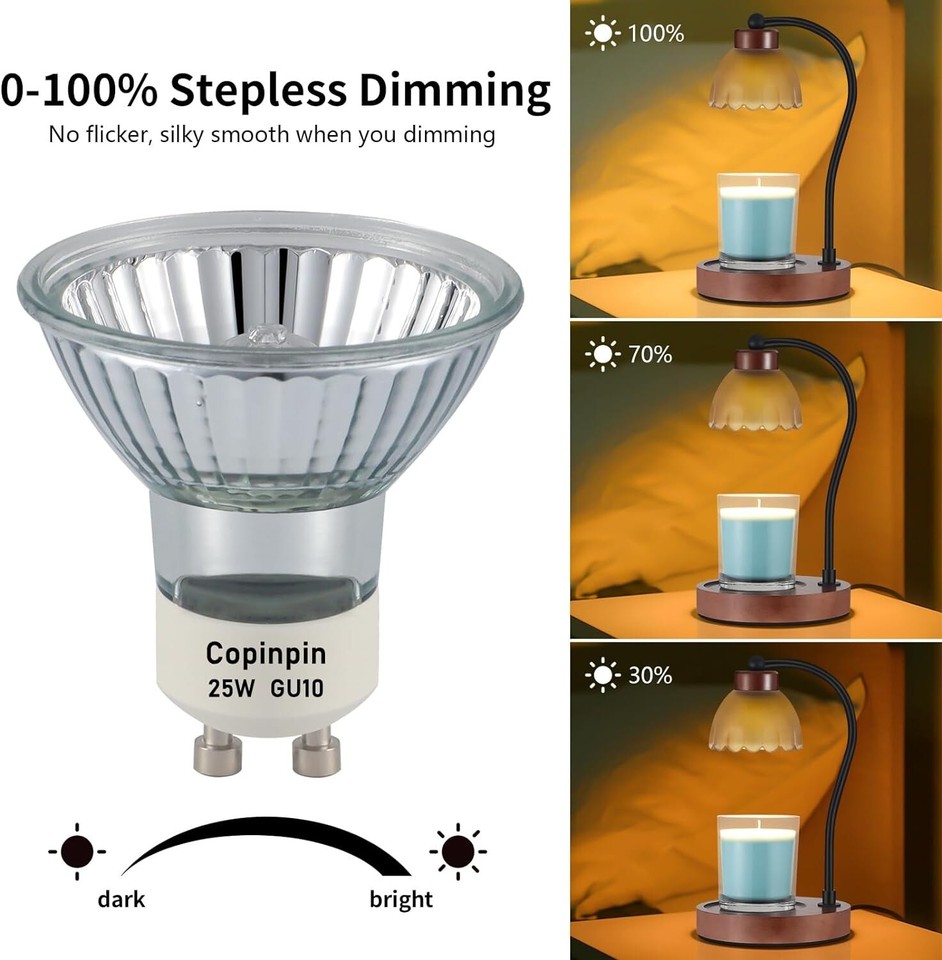 6pcs 25 Watt Replacement Bulb for Candle Warmer GU10+c 120v 25 Watt Wax