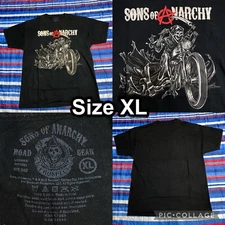 Sons of Anarchy Road Gear Mens T Shirt Skull Reaper Motorcycle Graphic Size XL