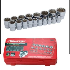 Neilsen Metric Multi Drive Sockets 6mm - 24mm Socket Set In Bmc 18pc 3/8"