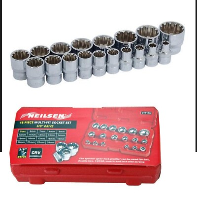 Neilsen metrisch Multi Drive Steckschlüssel 6 mm - 24 mm Steckschlüsselsatz in BMC 18-teilig 3/8''