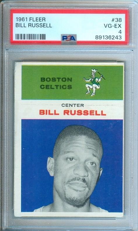 1961 Fleer NBA Basketball Card BILL RUSSELL #38 Boston Celtics PSA 4