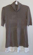 Apt 9 Sweater Dress, lace at bottom, Nude Color, Collar, Small