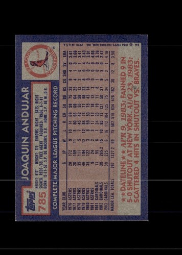 1984 Topps - #785 Joaquin Andujar - Picture 2 of 2