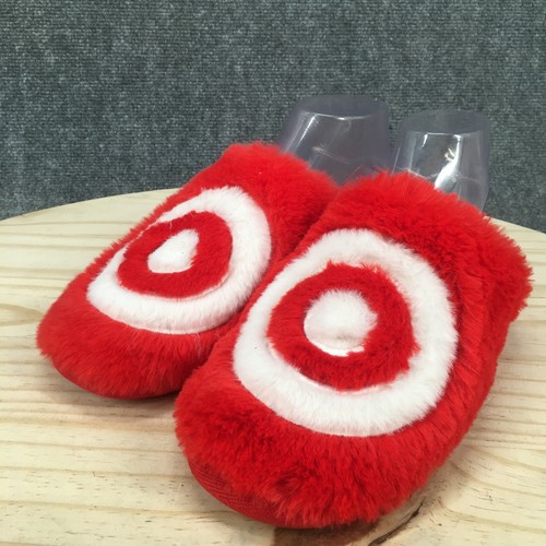 Target Slippers Womens 10 Mens 8 Mule Red Faux Fur Closed Toe Comfort Casual - Picture 3 of 12
