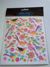 Craft Stickers SK Colorful Birds Flowers Pink Purple Blue Yellow Watercolors