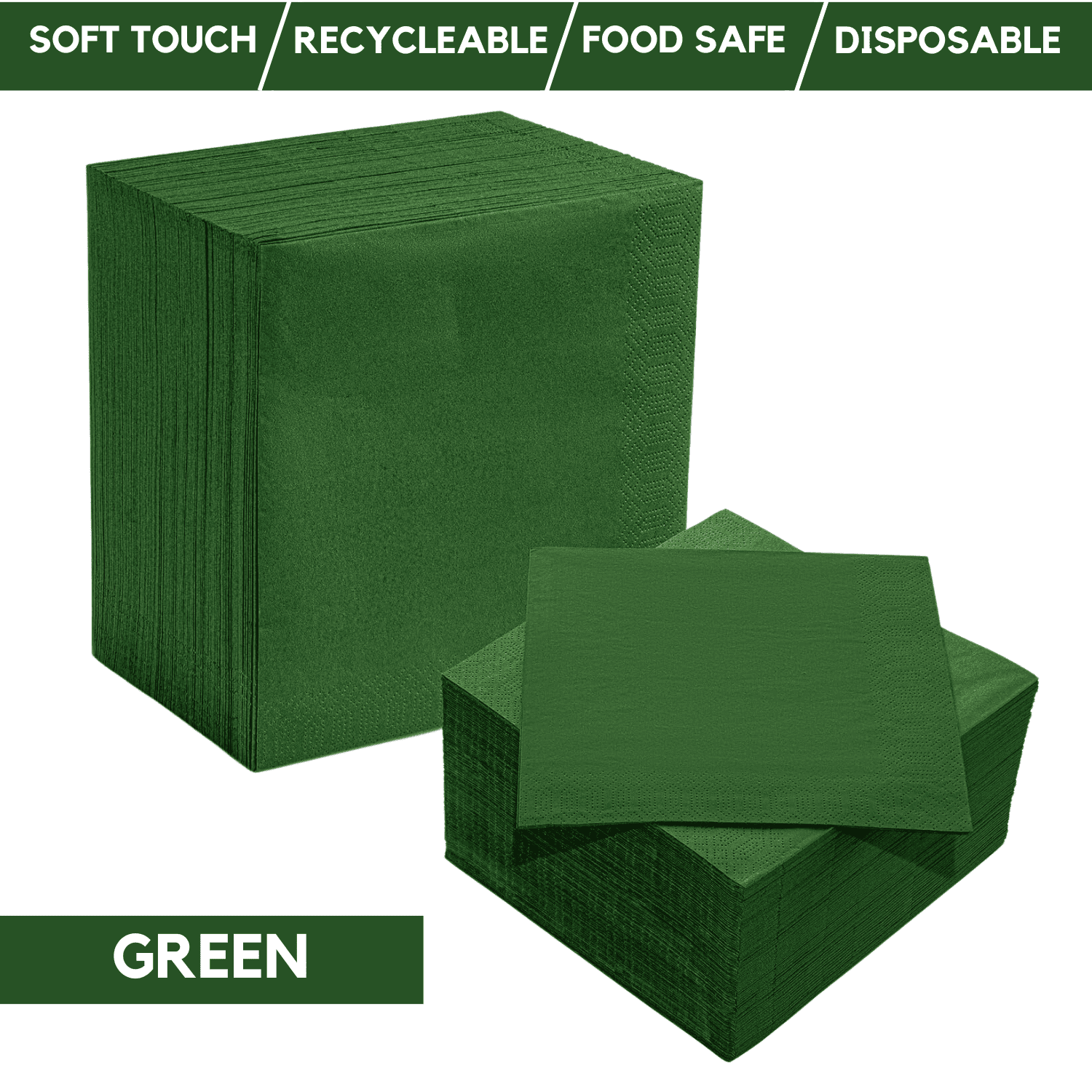 100 Serviettes Paper Napkins Recyclable Tableware Tissues 2Ply 33/40cm