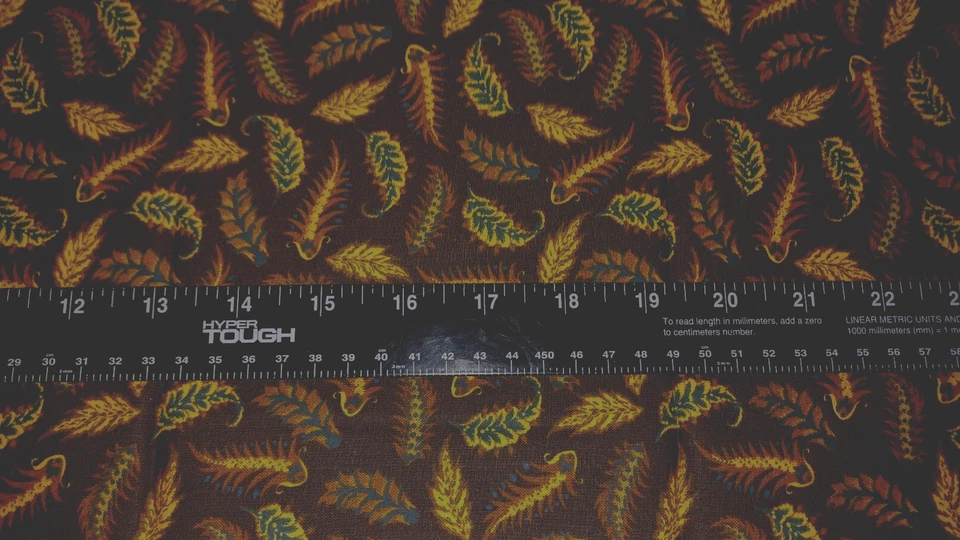 Vtg Jacobean Garden Connecting Threads Cotton Fabric Leaves on Brown 18x44 - Image 4 of 4