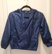 Lands End Jacket Kids Zip Windbreaker Rain Navy Size Large 7 Packable Hooded