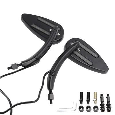 Rétroviseur mirroirs clignotant noir pour Softail Dyna Chopper Sportster XL - Photo 1/4