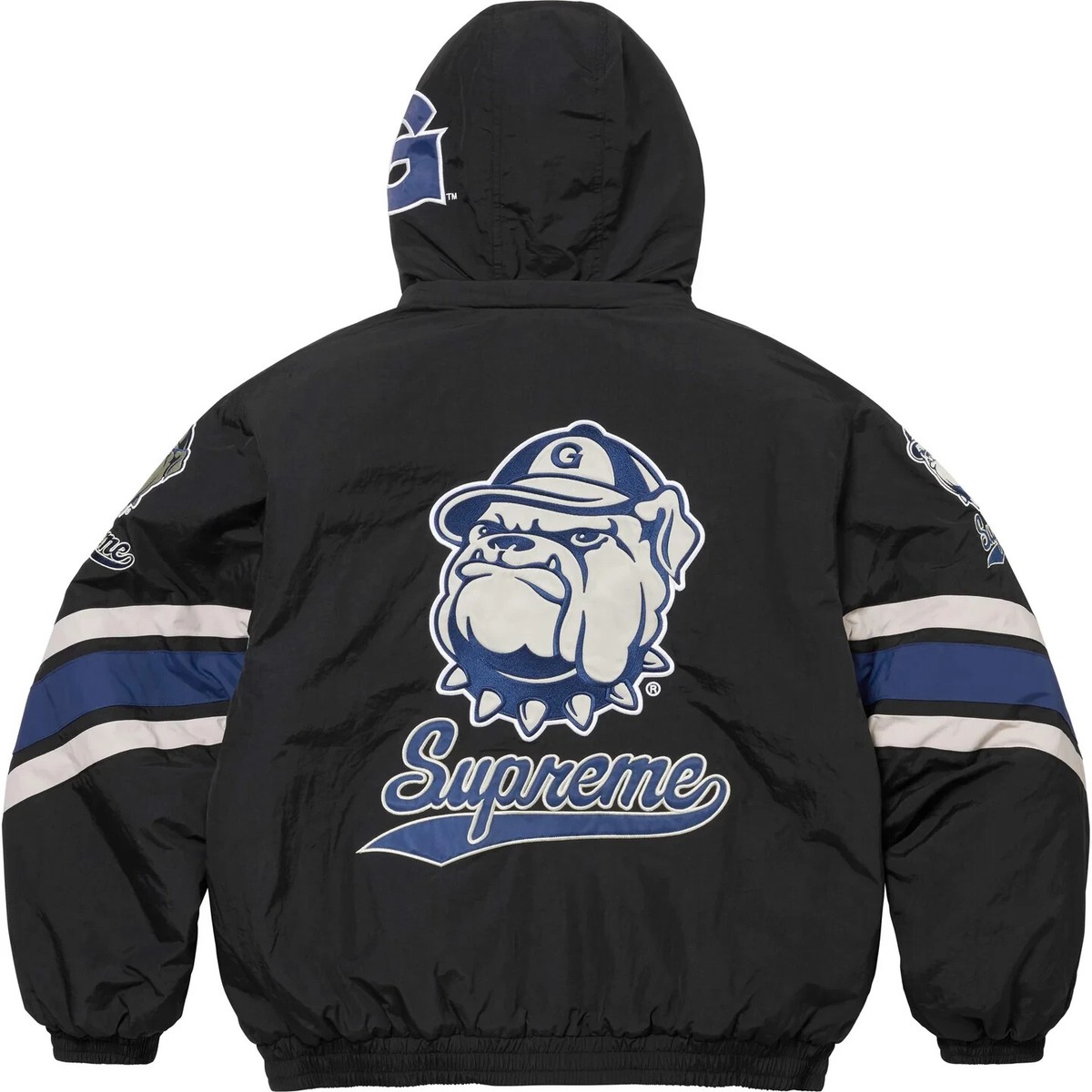 Supreme Mitchell & Ness NCAA Hooded Stadium Jacket - Black - Small