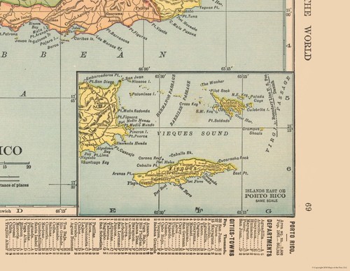 Historische Karte - Puerto Rico - Hammond 1910 - 29,64 x 23 - Vintage Wandbild - Bild 3 von 20