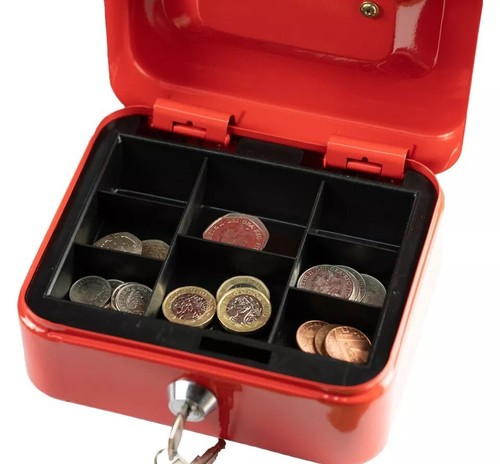 Caja de efectivo de metal sólido de 10" depósito bancario de dinero acero seguridad pequeña cerradura con llave - Imagen 4 de 4