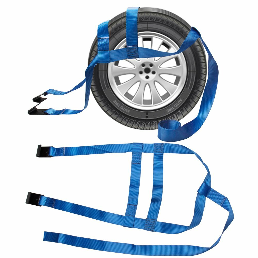 2PCS Heavy Duty Car Basket Tiedown Straps Tire Tow Dolly Wheel