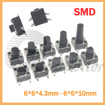 Mini Taster Drucktaster klein SMD Mikroschalter  | 6x6x 4,3 - 18 mm |