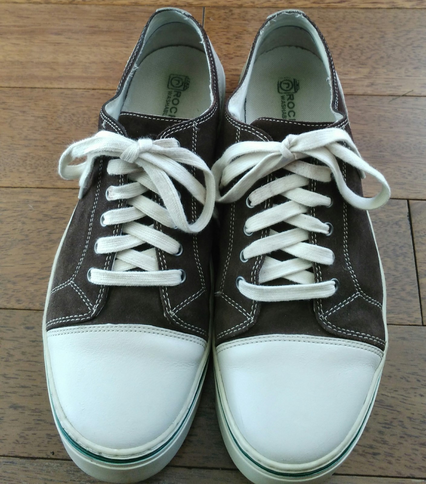 Rockport Washable Footwear Sneakers Size 10.5 Brown White Leather