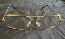 Vintage CAZAL 734 EYEGLASSES FRAMES Women Gold Hexagonal Lens Gray Display 140