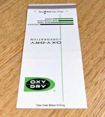Vintage Matchbook Cover OXY-DRY CORPORATION