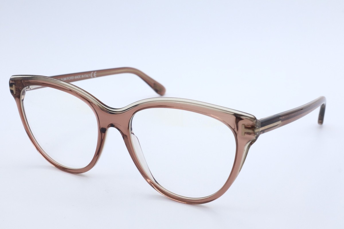 New Tom ford TF 5618-B 045 Cat Eye Trans Brown Eyeglasses Clear