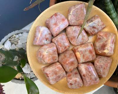 sunstone tumbled stone tumble sun stone pebble polished pocket stone