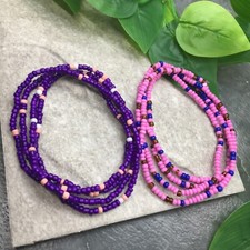 2 PC Handcrafted Waist Beads Jewelry African Bohemia Bracelets Anklet New 7239