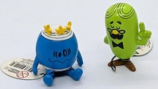 Rare Mr. Men Figurines - Mr. Bump & Mr. Pernickety with Tags - Vintage Collector