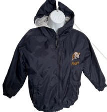 Charles River Youth Naval Windbreaker Hooded Lined Size M Embroidered Navy