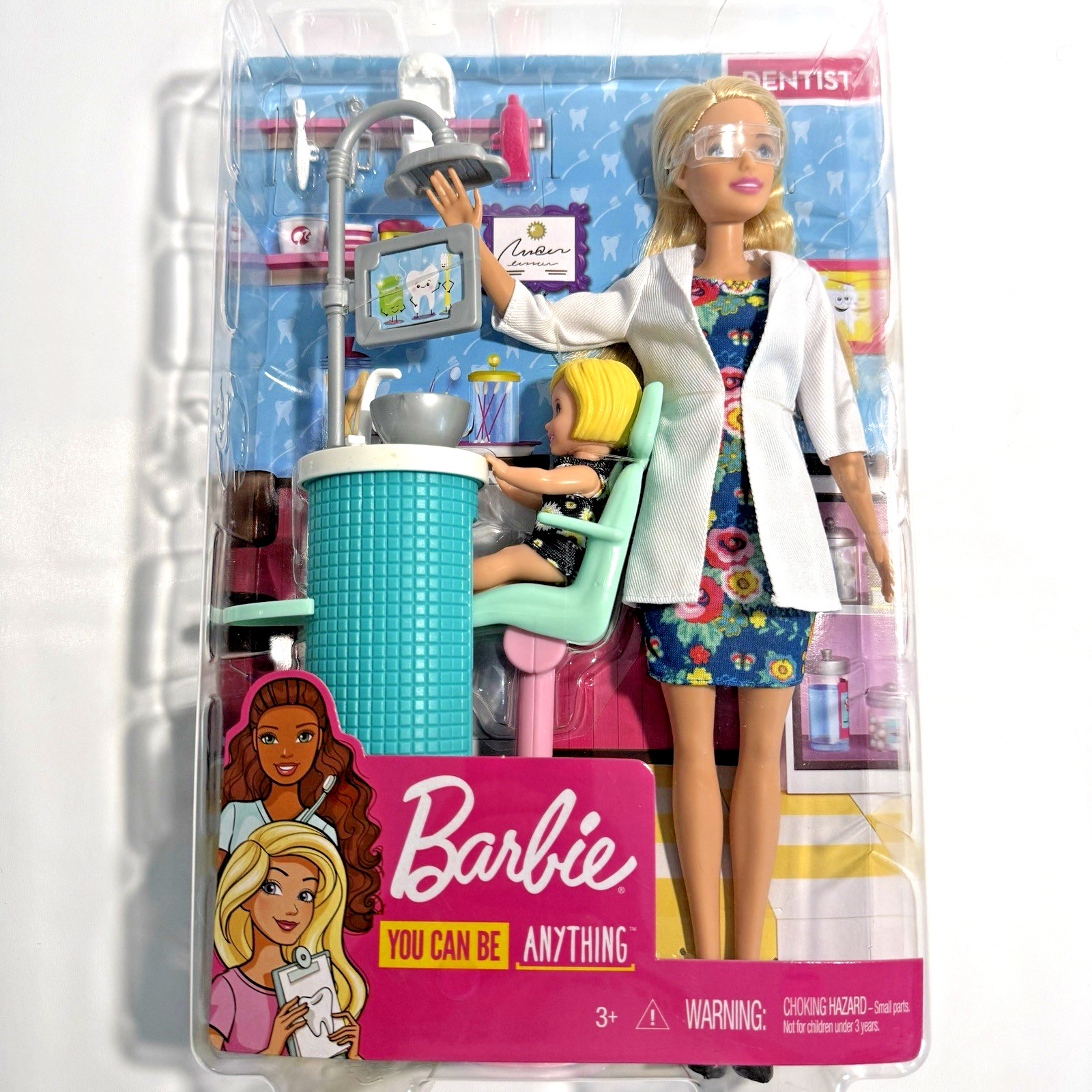 New 2019 Mattel Barbie You Can Be Anything Dentist Doll  and Toddler Set
