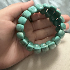 Turquoise Stone Beaded Stretch Bracelet Round...