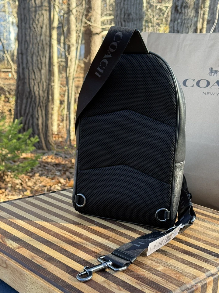 Bolso Bandolera Coach CW312 Unisex West Pack Cuero Nuevo con Etiquetas en Firma Gris Camuflaje Foto 3 de 4