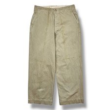 Vintage WWII 1940s US Military Khaki Officer Chino Trousers Pants Mens 30x27 WW2