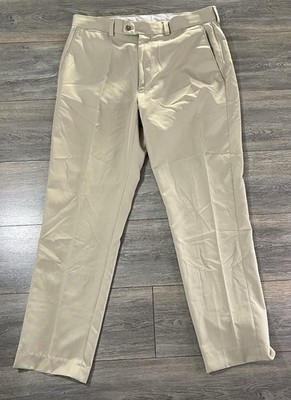 LOUIS RAPHAEL EASY CARE PERFORMANCE GOLF PANTS KHAKI FLAT FRONT SIZE 36x32 Nice